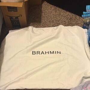 Brahmin White Dust Bag with Black Logo